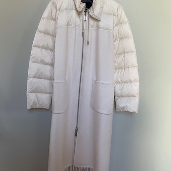Dawn Levy NY wool & down midi length coat with fringe - Picture 6 of 11
